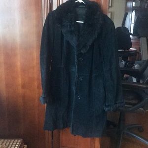 Black Genuine Leather Vintage Fur Jacket
